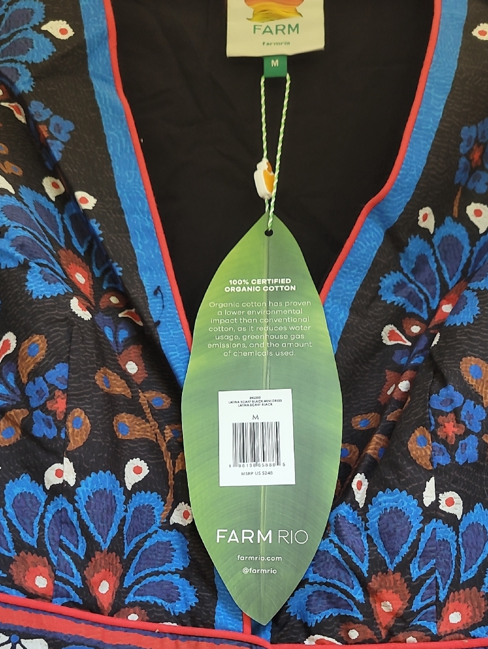 FARM Rio Black Latina Scarf Puff Sleeve Mini Dress - Picture 5 of 11
